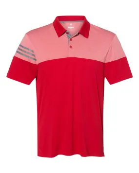 Adidas A213 Heathered 3-Stripes Block Sport Shirt - Power Red