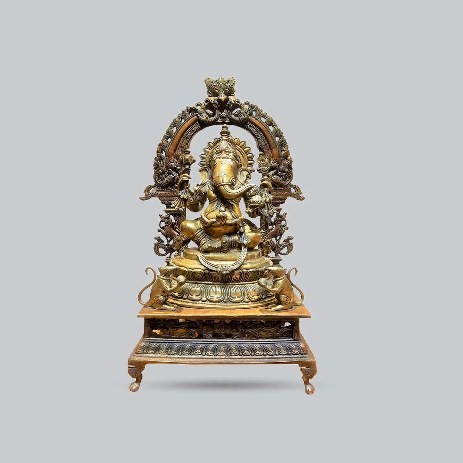 Brass Ganesha Arch Two Tone 27 In