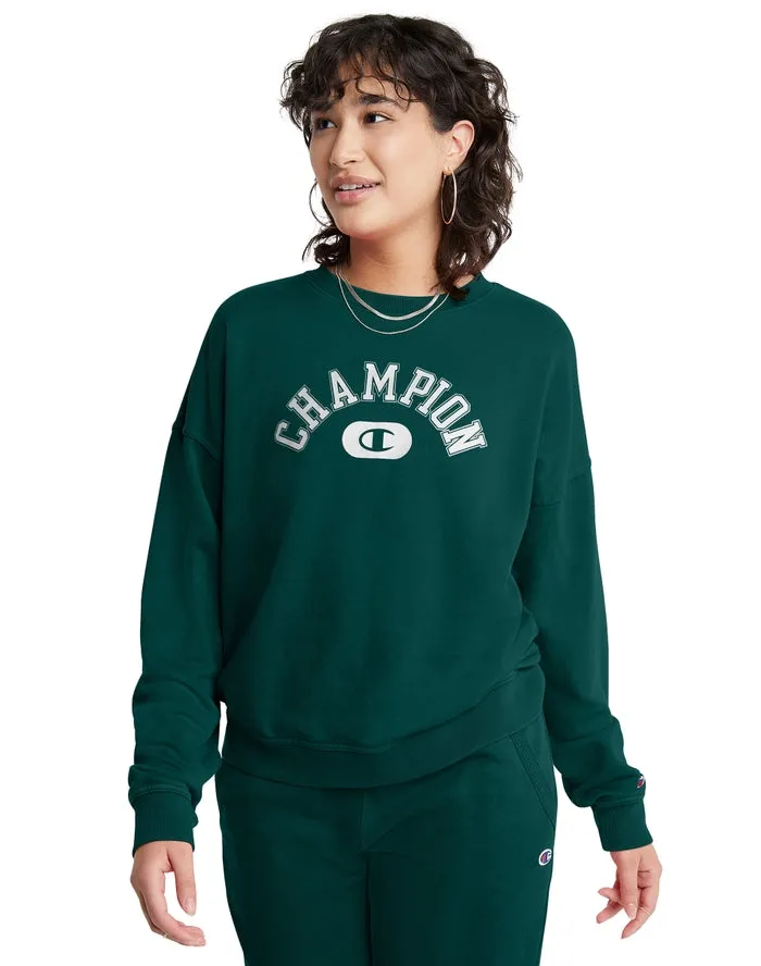 Champion Women's Powerblend Vintage Wash Crew Solar Wash Solar Wash Forest Peak Green W59218 586OQA AETN