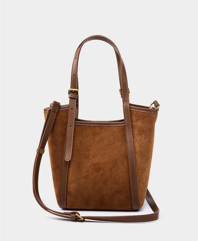 Elegant Suede Leather Tote Bag with Adjustable Strap | Shoulder Bag for Women