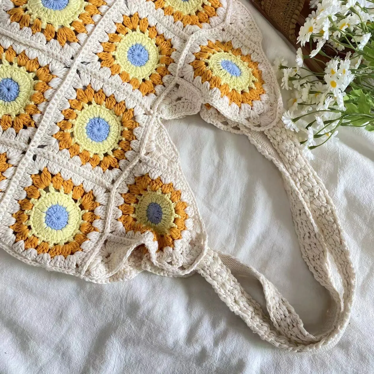 Elena Handbags Artsy Knitted Granny Square Tote