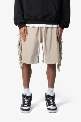 Fringe Velour Sweatshorts - Dust