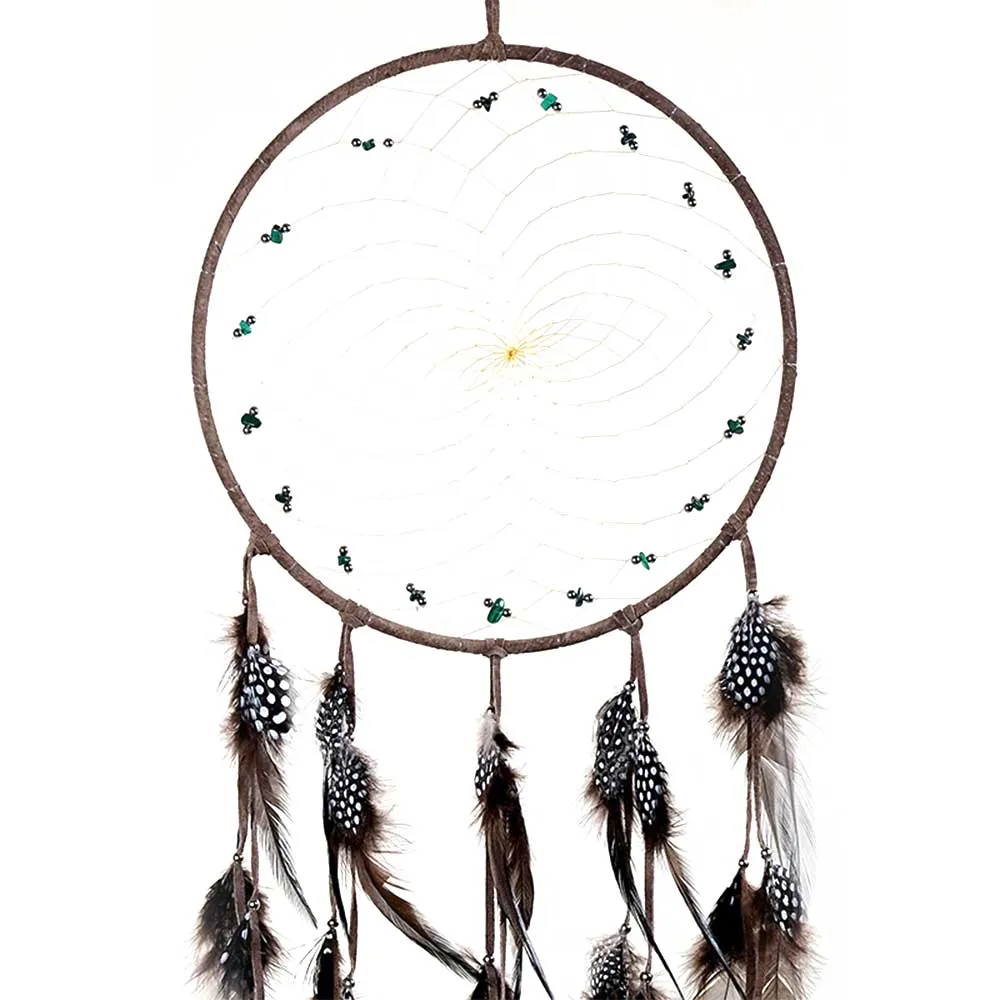 Gemstone & Brown Leather Dreamcatcher 9"