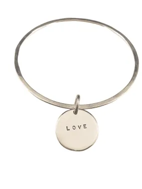 Hammered Bangle Bracelet with Charm