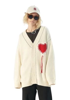 Heart Tassel Knit Cardigan