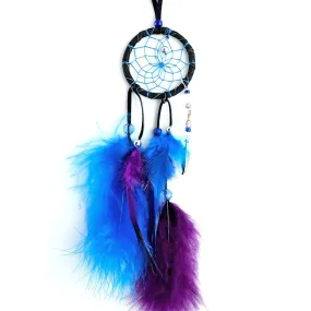 Magical Gemstone Black Leather Dreamcatcher 2"