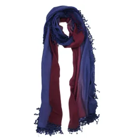 Ombre Fringe Scarf - Deep Blue/Plum