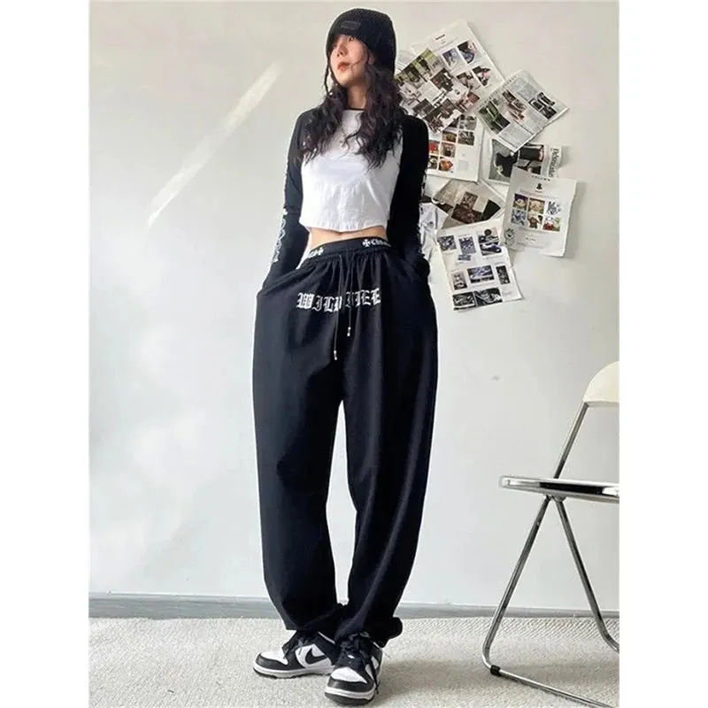 Oversized  Y2K  Streetwear  Wide Leg Letter Print Sweatpants