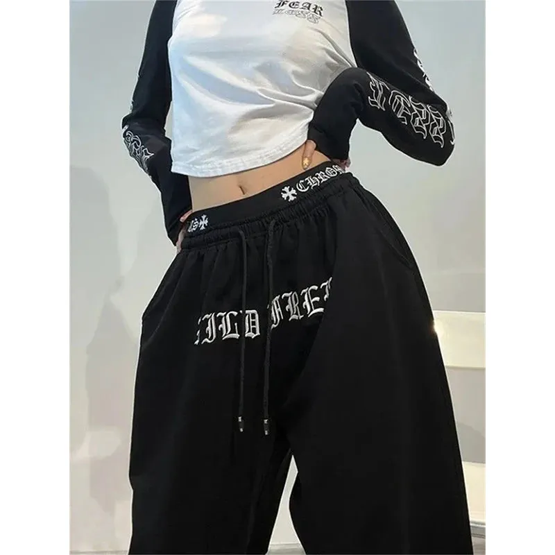 Oversized  Y2K  Streetwear  Wide Leg Letter Print Sweatpants