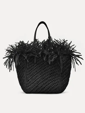 Small Raffia Crochet Square Tote