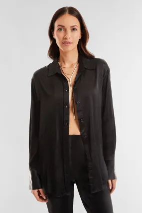 Stella Silky Button Up - Black